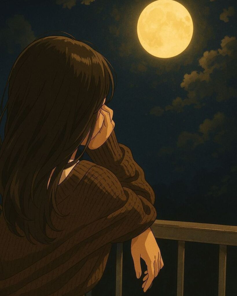 Confident girl cartoon alone cute dp