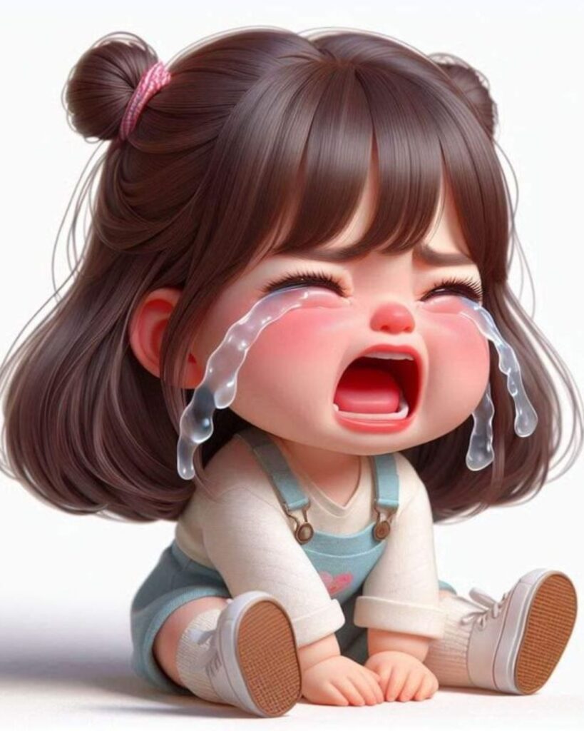 Crying cute sad girl cartoon dp