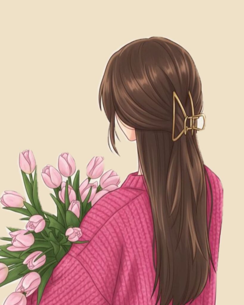 Cute dp hidden face cartoon girl