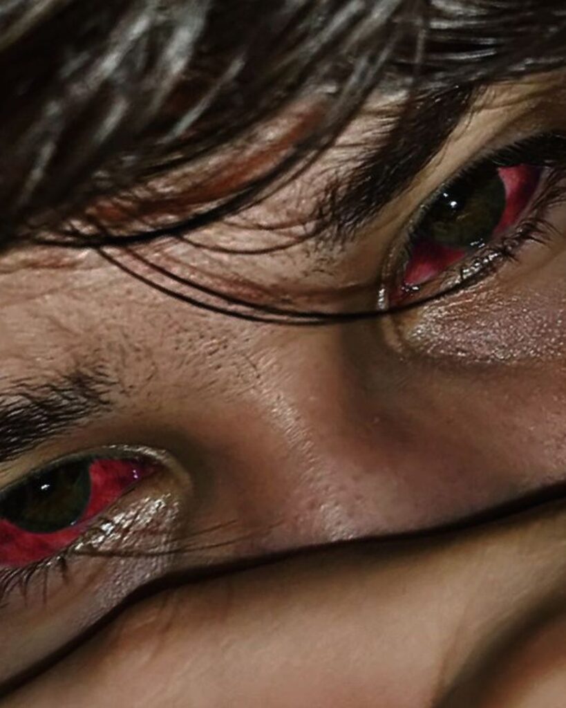 Red eyes red sad dp emoji